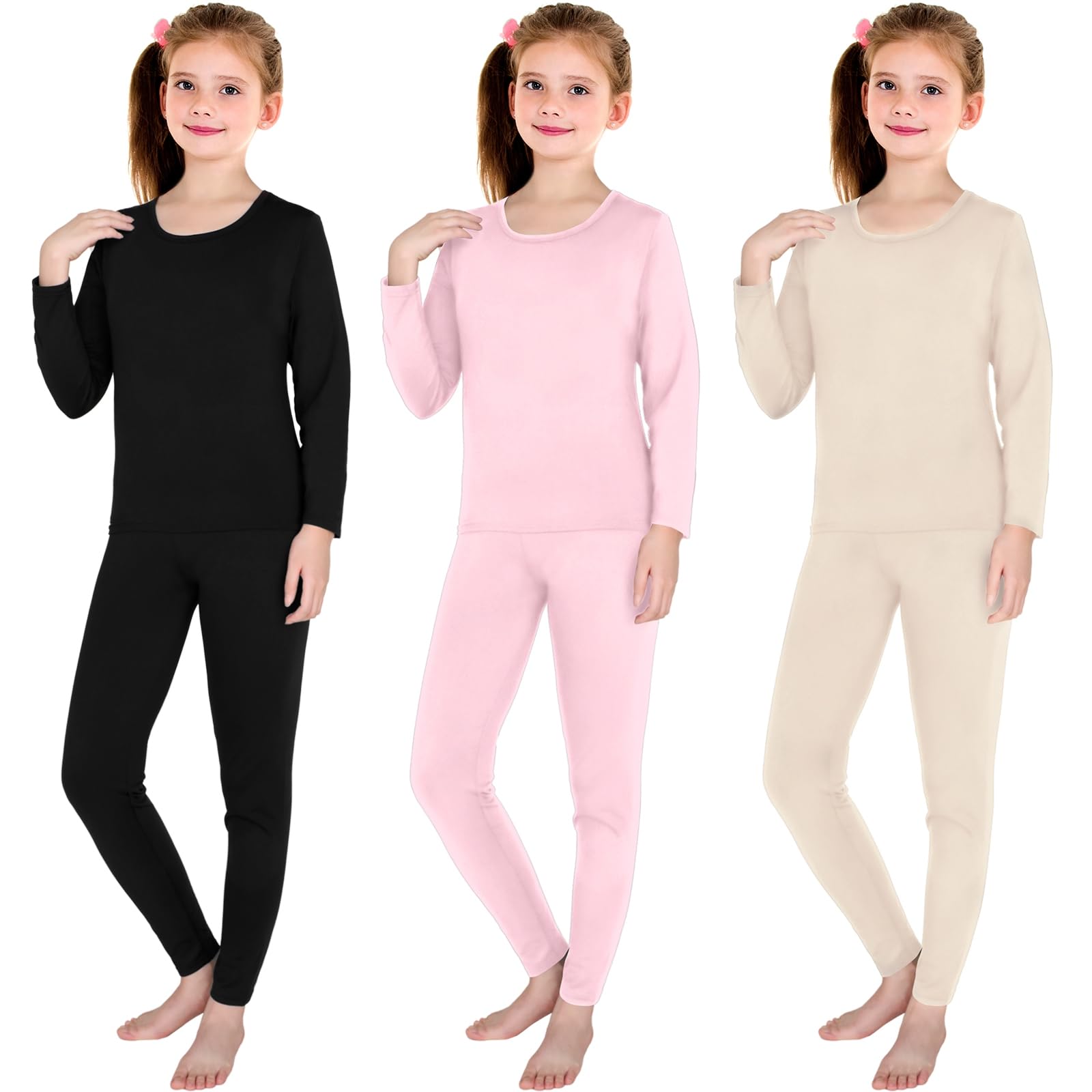 3 Set Girls Thermal Underwear Soft Long Underwear