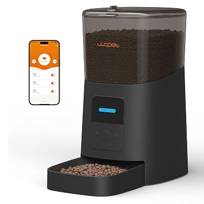 WOPET 6L Automatic Cat Feeder,Wi-Fi Enabled Smart Pet Feeder for Cats and Dogs,Auto Dog Food Dispenser with Portion Control, Distribution Alarms and Voice Recorder Up to 15 Meals per Day