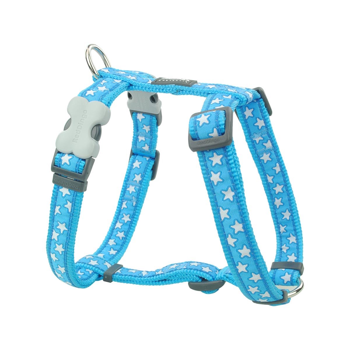 Red Dingo Dog Harness Design, White Stars on Turquoise, LARGE 25mm โ image 1