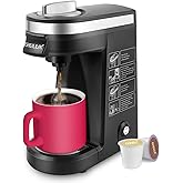 CHULUX Single Serve Coffee Maker for K Capsule and Ground Coffee, Single Cup Coffee Machine, Black