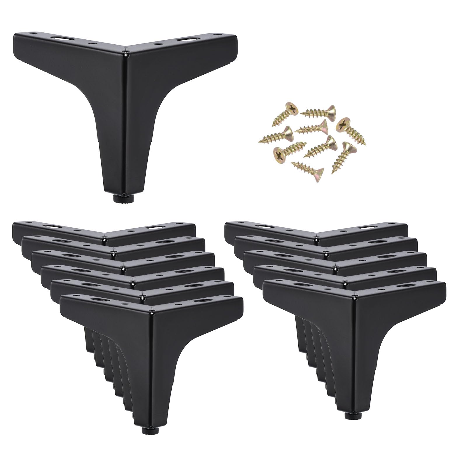 PATIKIL Metal Furniture Legs 4 Inch, 12 Pack Triangle Furniture Feet DIY Replacement Legs Modern Style for Cabinet Cupboard Table Couch Sofa Dresser, Black