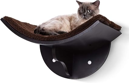Pawhut Wood Cat Shelves Wall Mounted Shelter Curved Kitten Bed Cat Perch Climber Cat Furniture Amazon Co Uk Pet Supplies