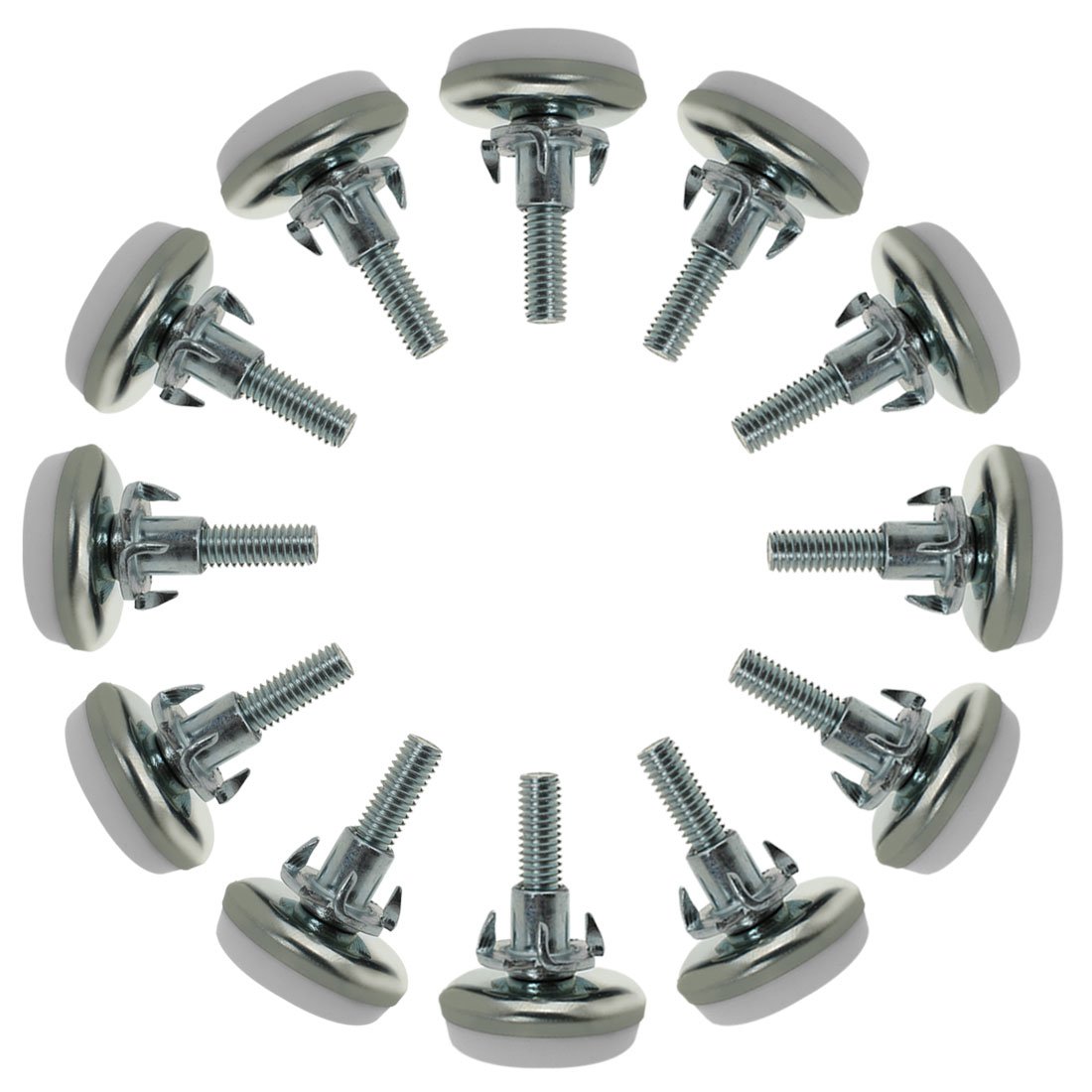 Sourcingmap M6 x 20 x 30mm Screw on Furniture Glide Leveling Feet Adjustable Leveler with T-Nuts for Table Leg 12pcs
