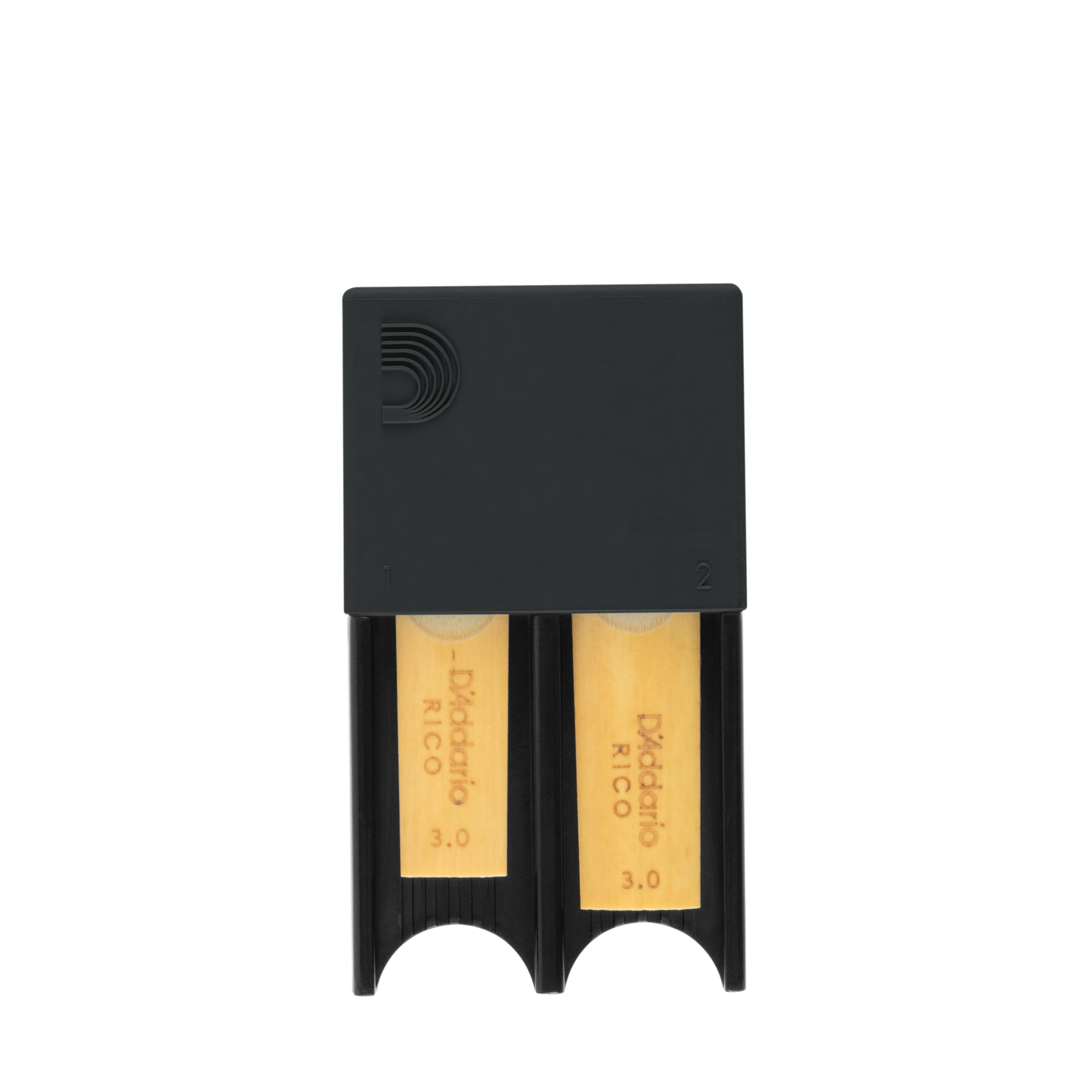 D'Addario Reed Guard - Sax & Clarinet Reed Case - Fits Reeds for Eb Clarinet, Bb Clarinet, Soprano Saxophone, & Alto Saxophone - Holds 4 Reeds - Prevents Warping - Black
