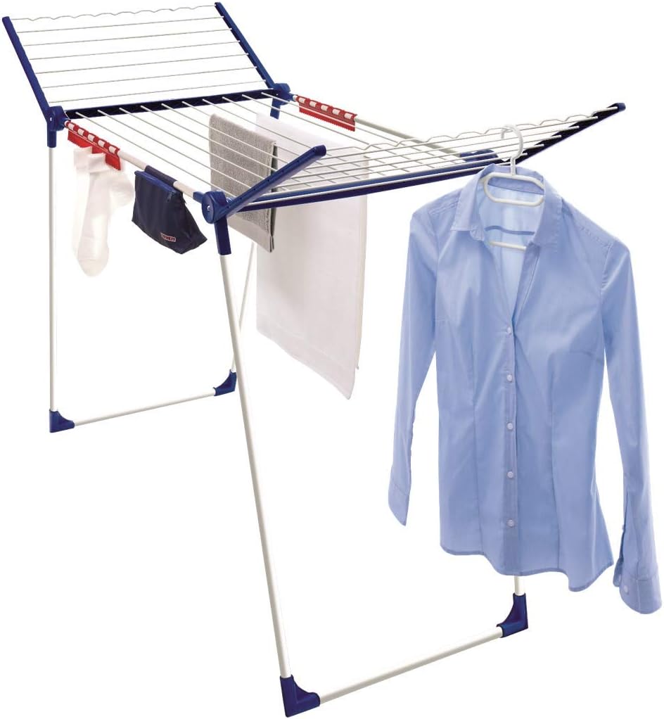 Leifheit Standtrockner Pegasus 200 Solid Comfort mit 20m Trockenlänge, Flügelwäschetrockner für lange Wäschestücke, Wäscheständer mit Bügelstangen