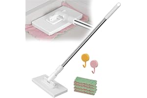 Snap Grip Mini Mop, Disposable Stain Mop with 4 Reusable Cloths, Lazy Mops Wet and Dry, Automatic Gripping, No-Touch Disposab