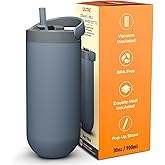 Asobu Orbit 30oz/900ml Water Bottle, Sleek Insulated Bottle with Pop-Up Lid and Carry Handle, Perfect for Iced Coffee, Travel, and Stylish Hydration