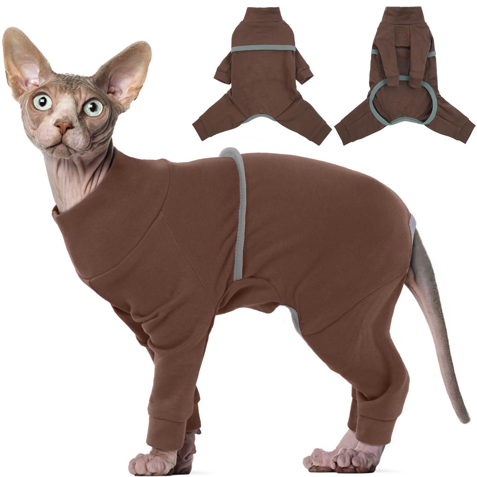 Hjyokuso Sphynx Cat Clothes, Breathable Soft Cat Jumpers For Cats Only, Cat Coat with Four Legs, Cat T-Shirt, Warm Cat Sweaters, Cat Pajamas Jumpsuit Vest for Sphynx, Cornish Rex, Devon Rex,Peterbald