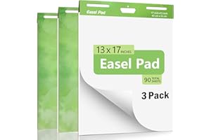 AU&MU Sticky Easel Pad, Anchor Chart Paper, Our Sticky Easel Pads measure 13 x 17 inches, Featuring Self-stick Chart Paper Designed with Exceptional Adhesion Perfect for Teachers, Professionals, and Educators Alike, 30 Sheet/Pad, 3 Pads (1, White)