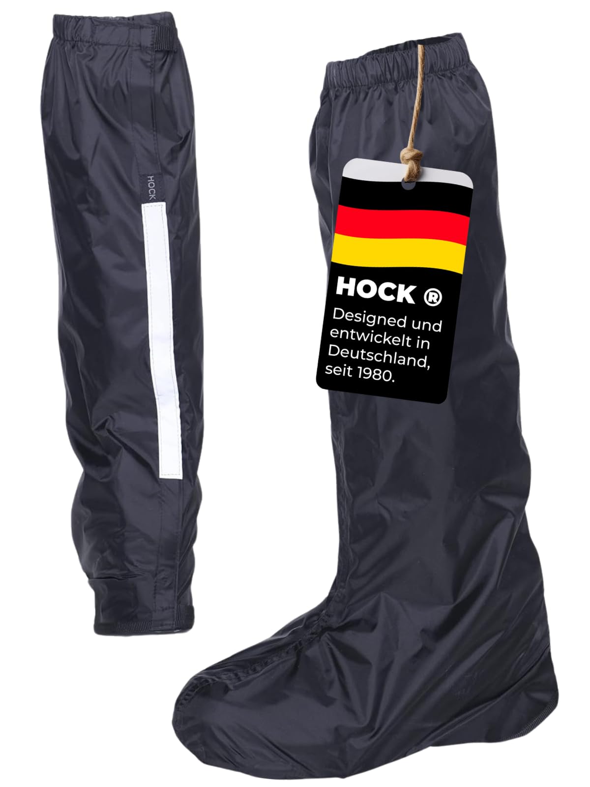HOCK Unisex Bicycle Rain Gaiters with Reflectors - Knee-Length Gaiters Overshoes 100% Waterproof - Bicycle Rain Cover for Men and Women - S -
