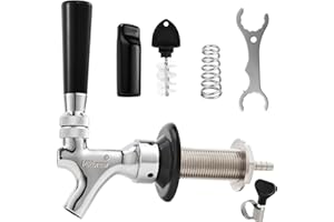 MRbrew Draft Beer Long Shank Faucet Kit, 3'' Beer Shank No Leak 1/4'' Beer Line Nipple Barb Fitting Shank Beer Tap for Kegerator Brewing with Self-Closing Tap, Stainless Steel Core for Home Beer Party
