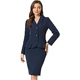 Allegra K 2 Piece Suit Skirt Sets for Women Blazer and Pencil Skirts Formal Office Business Casual Outfits
