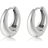 Fancyra Chunky Small Hoop Earrings for Women 14mm/16mm/19mm Stainless Steel Huggie Earrings Everyday Jewelry Gift for Wife Mom, with Gift Box