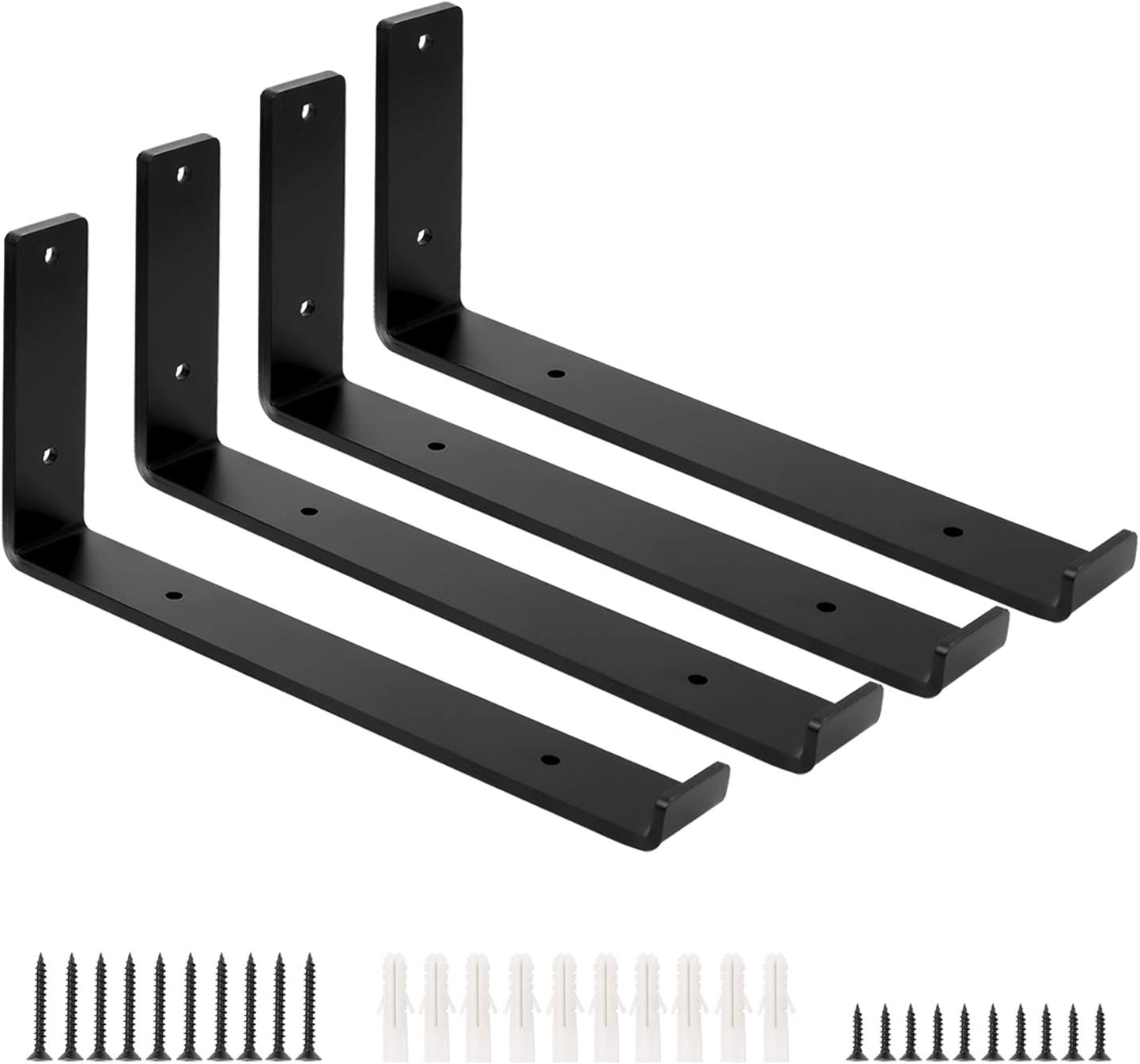 Seven Sparta Shelf Brackets 12 Inch 4 Pack Heavy Duty Black
