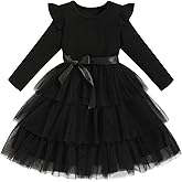 Toddler Dress Girls Ruffle Long Sleeve Layered Tulle Dress Fall Spring Fashion Party Dresses 2-6Y