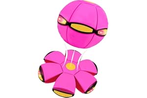Beoglov Magic Metaball Bouncing Ball, Children's Bouncing Ball Magic Meta Balls, Automatic Rebound Double The Fun, Magics Metaball Flying Saucer (6 Light,Pink)