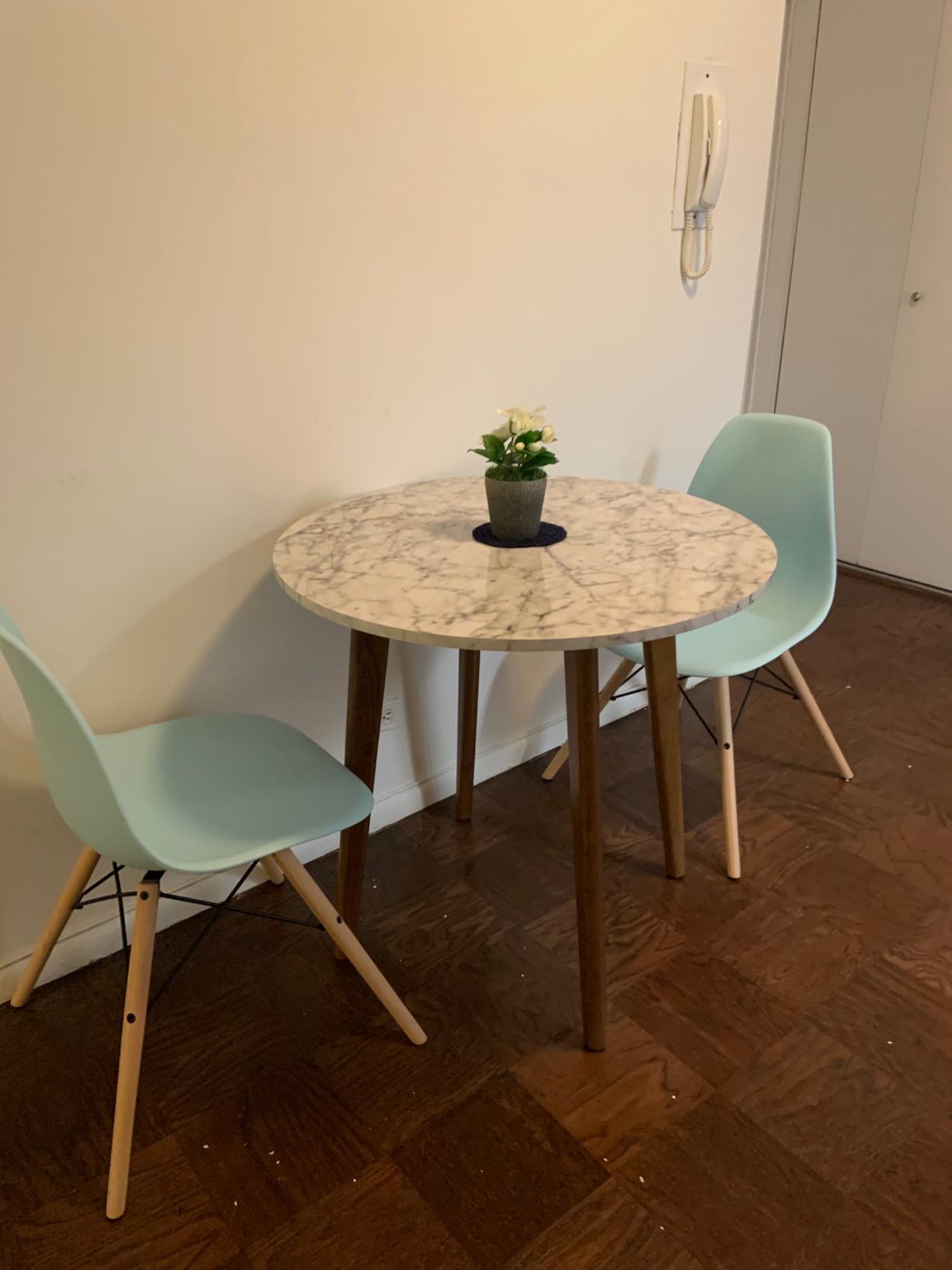 28/mo Finance Nathan James Amalia Round Bistro Dining Table with Legs in Tan Wood Finish and