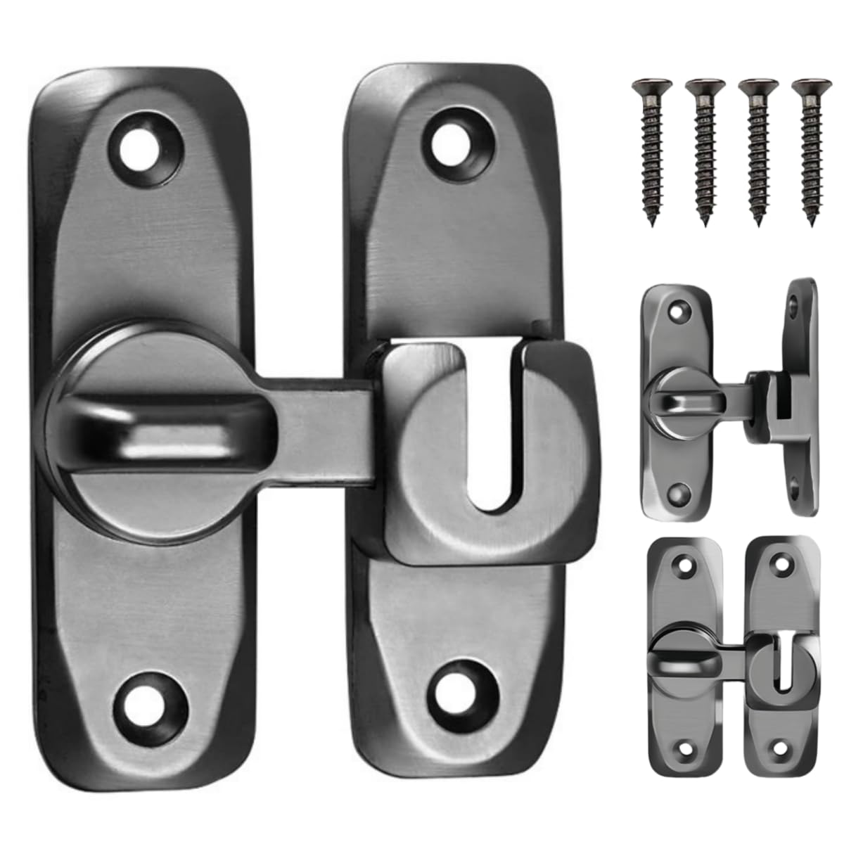 Flip Gate Latch, 90/180 Degree Right Angle Gate Lock, Alloy Bold Thickened Anti-Rust Sliding Door Lock Latch for Bathroom Door, Cabinet & Barn Door Security Hardware