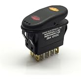 Waterproof Illuminated Double Pole, Double Throw 3 Position On-Off-On Rocker Switch DPDT