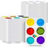 Voittozege 100 Pcs White Plastic Paint Palette 6 Well Watercolor Palette Paint Palettes Craft Paint Trays Finger Painting Tray Rectangular Plastic Paint Tray for DIY Art Painting Watercolor Craft