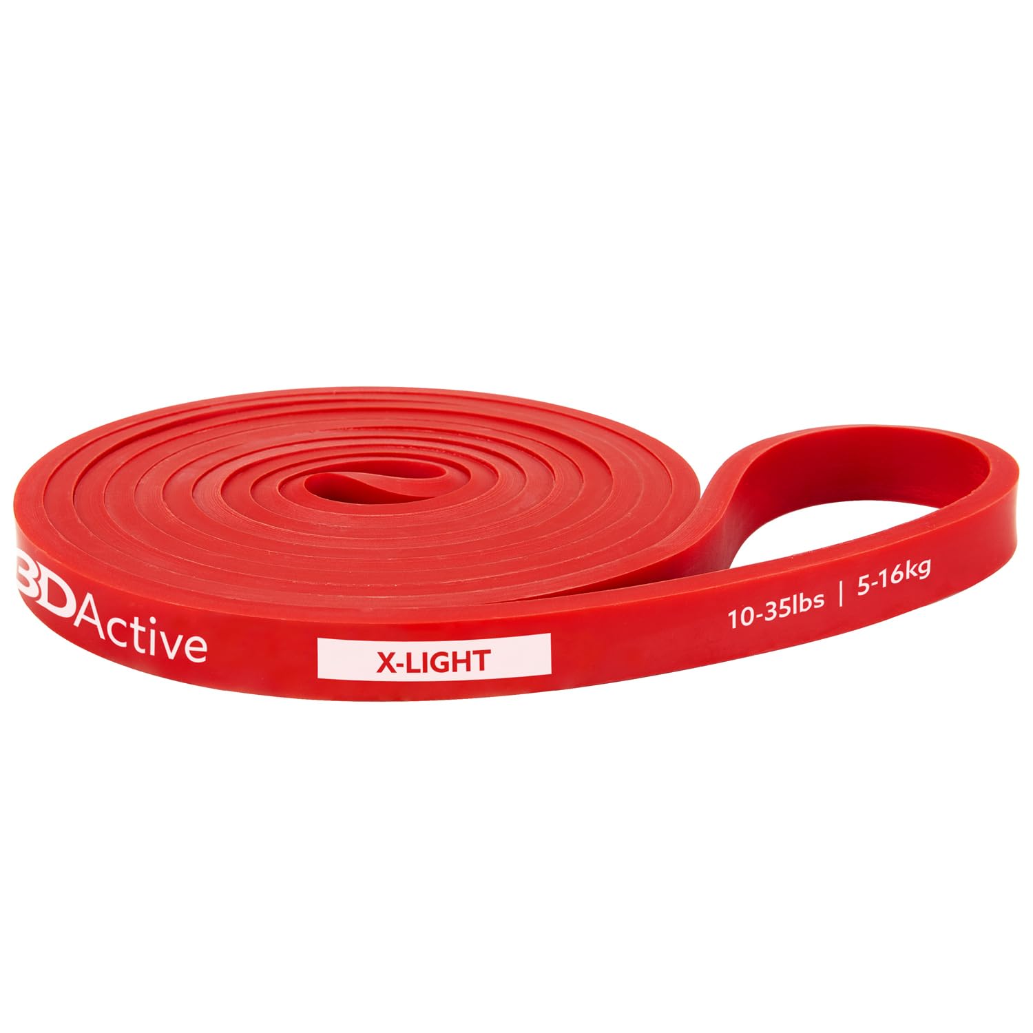 3DActive Pull Up Assist Band - Resistance Band for Strength Training, Powerlifting, Body Stretching, CrossFit. Exercise Guide included. 10 to 35lbs - Red Band