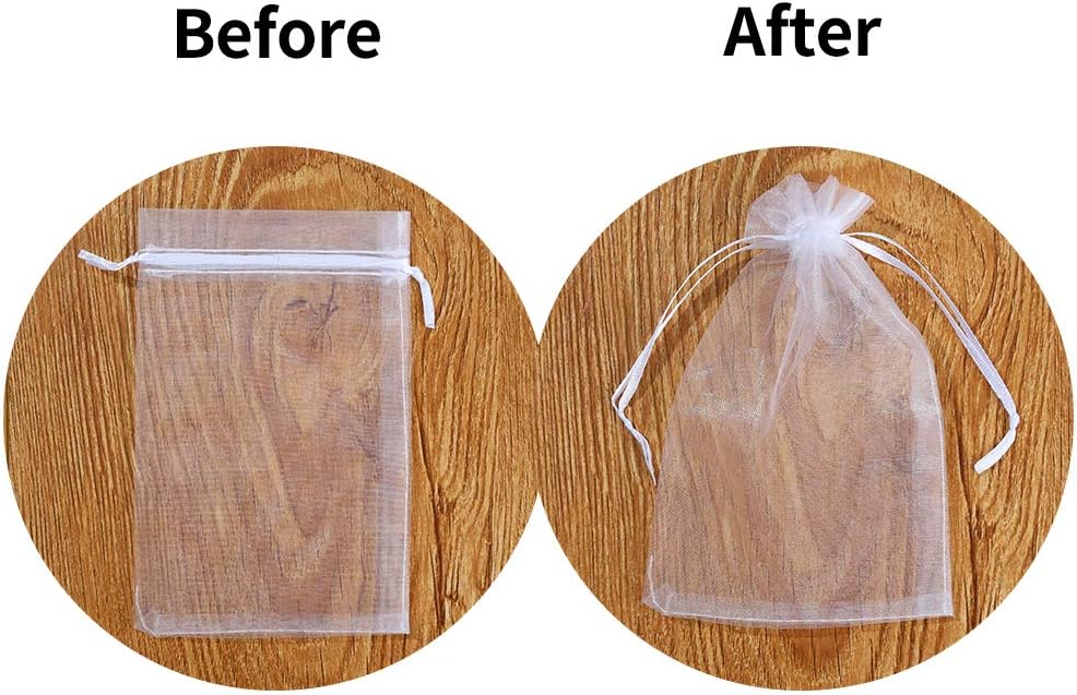 BUTTFLY 100PCS 4x6" Sheer Organza Bags,White Organza Wedding Favor Bags with Drawstring,Jewelry,Festival, Party Festival Gift Bags Candy Bags: Health & Personal Care