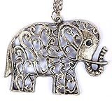 Woman Girl Jewelry Wholesale New Vintage Hollow-out Elephant Long Chain Necklace