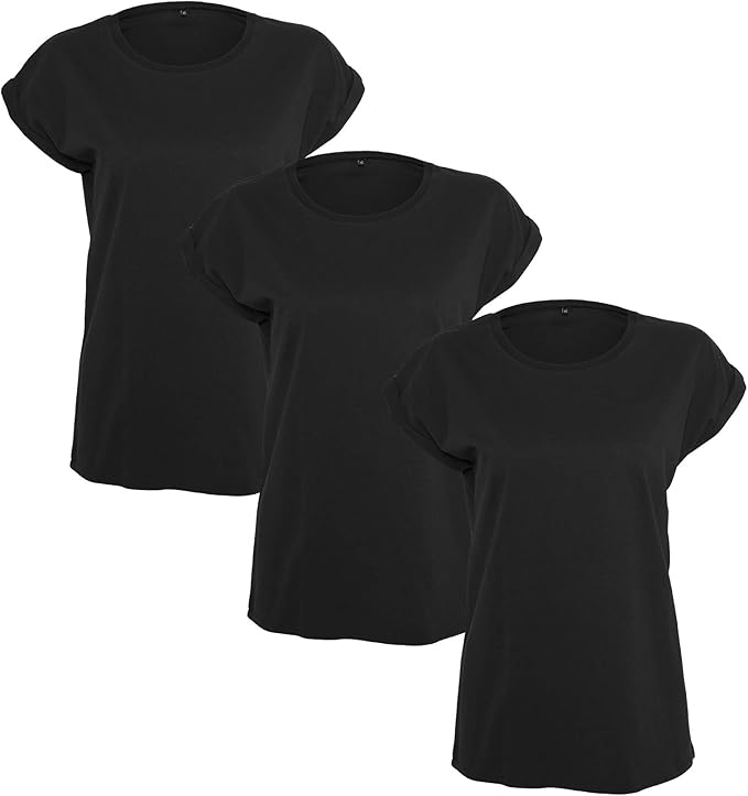 Build Your Brand Damen TShirt Multipack Ladies Extended Shoulder Tee 3Pack erhältlich in