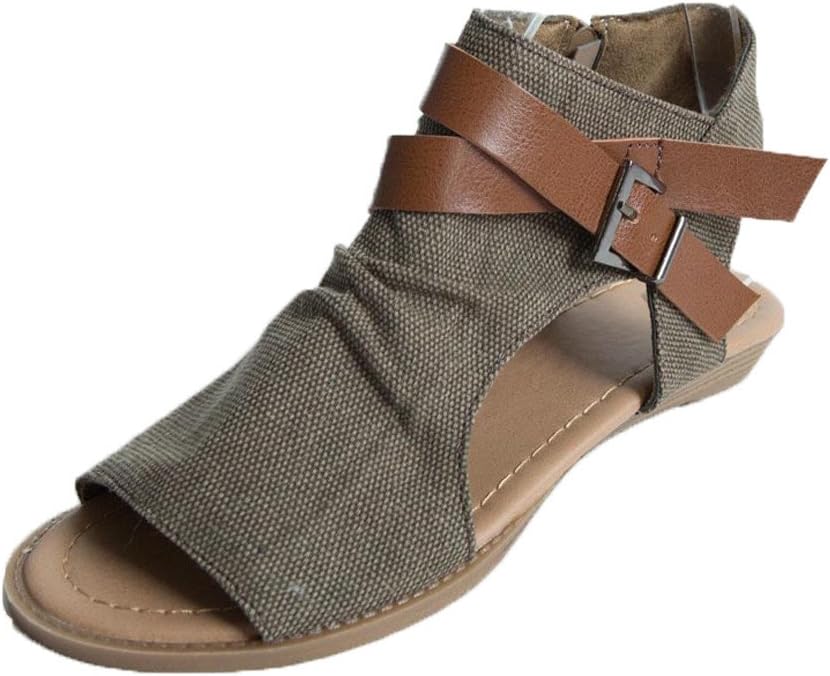 Nevera Women's Fish Mouth Toe Shoes Flat Heel Ankle Strap Balla Wedge Sandals
