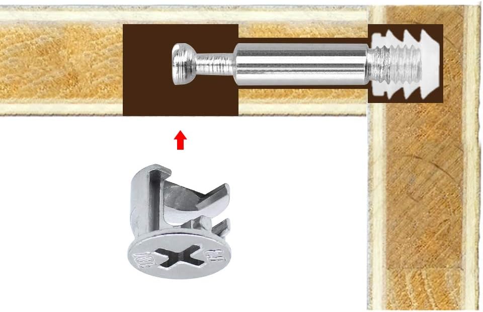 DXLing 25 Sets of Furniture Connection Fitting diameter 14.5mm Screw Eccentric Cam Lock Fittings 34.5mm Connecting Rod Bolts and Plastic Expansion Nuts for Flat Pack Furniture Cabinet Locking Connecting - Image 5