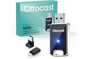 OTTOCAST Mini Edge, 2 in 1 Wireless Carplay Adapter & Wireless Android Auto Adapter for Apple iPhone Samsung or other AndroidPhone, USB Bluetooth Car Accessories for OEM Wired Carplay/Android Auto Car