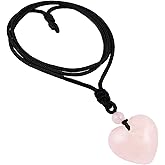 TUMBEELLUWA Carved Stone Heart Shape Necklace Chakra Quartz Pendant with Cord Amulet Healing Crystal Jewelry for Unisex