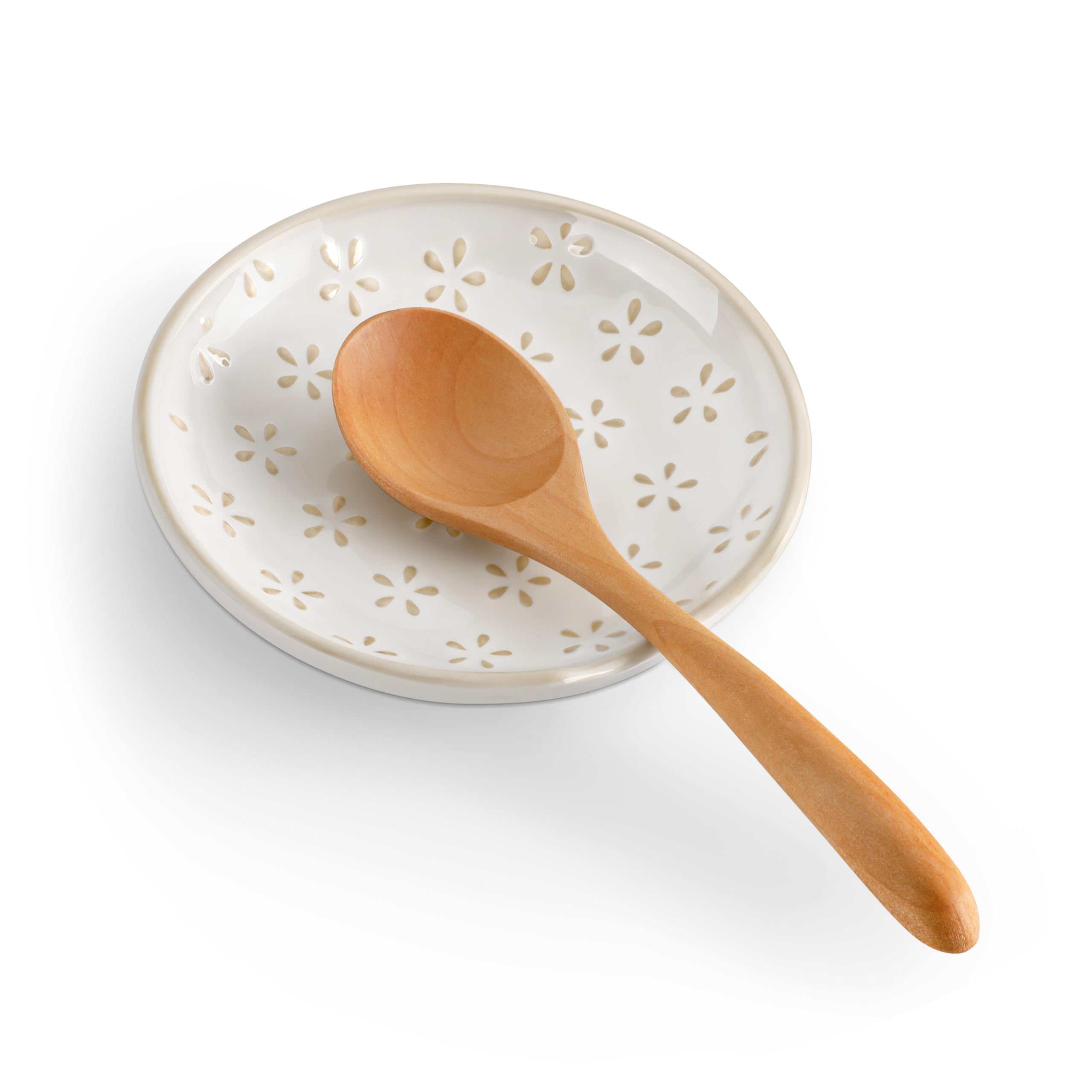 Photo 1 of MALACASA Ceramic Spoon Rest for Stove Top, 4.8 inch Cooking Spoon Holder for Kitchen Counter,Utensil Rest for Ladle, Spatula, Spoons or Tongs, Modern Farmhouse Kitchen Décor - 01, Series LYDIA