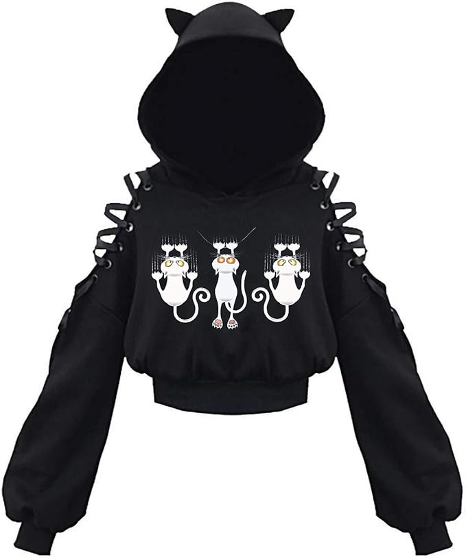 black hoodie cat ears