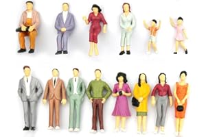 BlesConi Model Figures People 1:50 Scale, 36mm Height, Plastic Pre-Painted Miniature Characters for Railway Scene Decoration（
