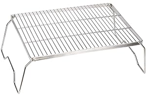 ZORMY 17" Large Folding Campfire Grill, 304 Stainless Steel Firepit Grill Grate, Heavy Duty Portable Camping Grill with Carrying Bag, Gas BBQ Grill Grate for Backpacking, Hiking, Picnics (Large)