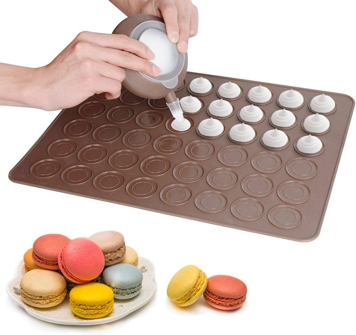Werded Macaron Kit Baking Mold Set - Include 48 Capacity Nonstick Macaroon Baking Mat and Decorating Pen Icing Tips with 4 Nozzles - Perfect for Macarons, Dessert Icing, Cupcake Frosting
