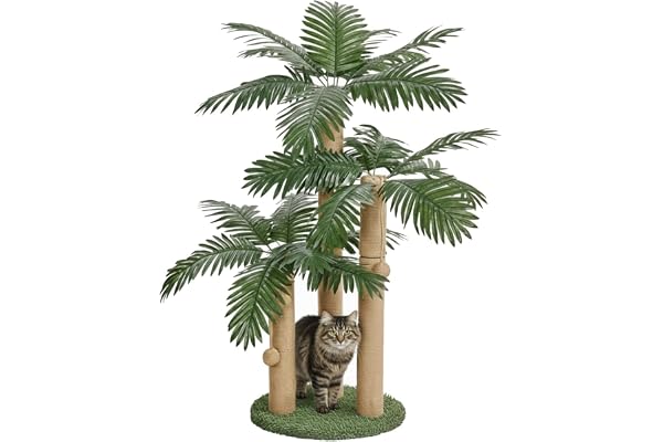 31.5Inch Cat Scratching Post,Cat Scratcher Tree with 3 Scratching Poles & 2 Interactive Dangling Balls,Cats Scratching Posts