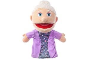 ZJOEY 1 Pcs Family Hand Puppets 12 Inch Grandparents, Mom & Dad, Brother & Sister Plush Hand Puppet Toys Role-Play Toy Puppets for Kids Storytelling Imaginative Pretend Play Teaching Preschool(Grandmother)