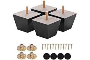 Michanco Furniture Legs 2 inch Black Square Sofa Couch Feet Wood Replacement Leg Set of 4 for Ottoman Dresser Cabinet
