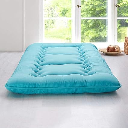hm dx grueso colchon suelo tatami acolchado antiescaras plegable colchon futon colchon sofa cama dormitorio alcoba azul 135x200cm 53x79inch