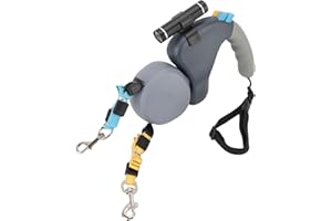 Jeffergarden 2 Dog Retractable Leash, Ergonomic Handle Dual Headed Extendable with LED Light 3 Meters Ideal for Medium Large 