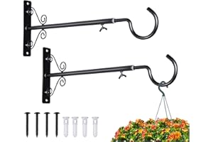 BOLITE Bird Feeder Hangers(16 to 24 Inch), Adjustable Plant Hangers Outdoor Indoor, Plant Hooks for Wall, Planters, Lanterns, Wind Chimes, String Lights, 2 Pack, Black, Gifts for Women Men