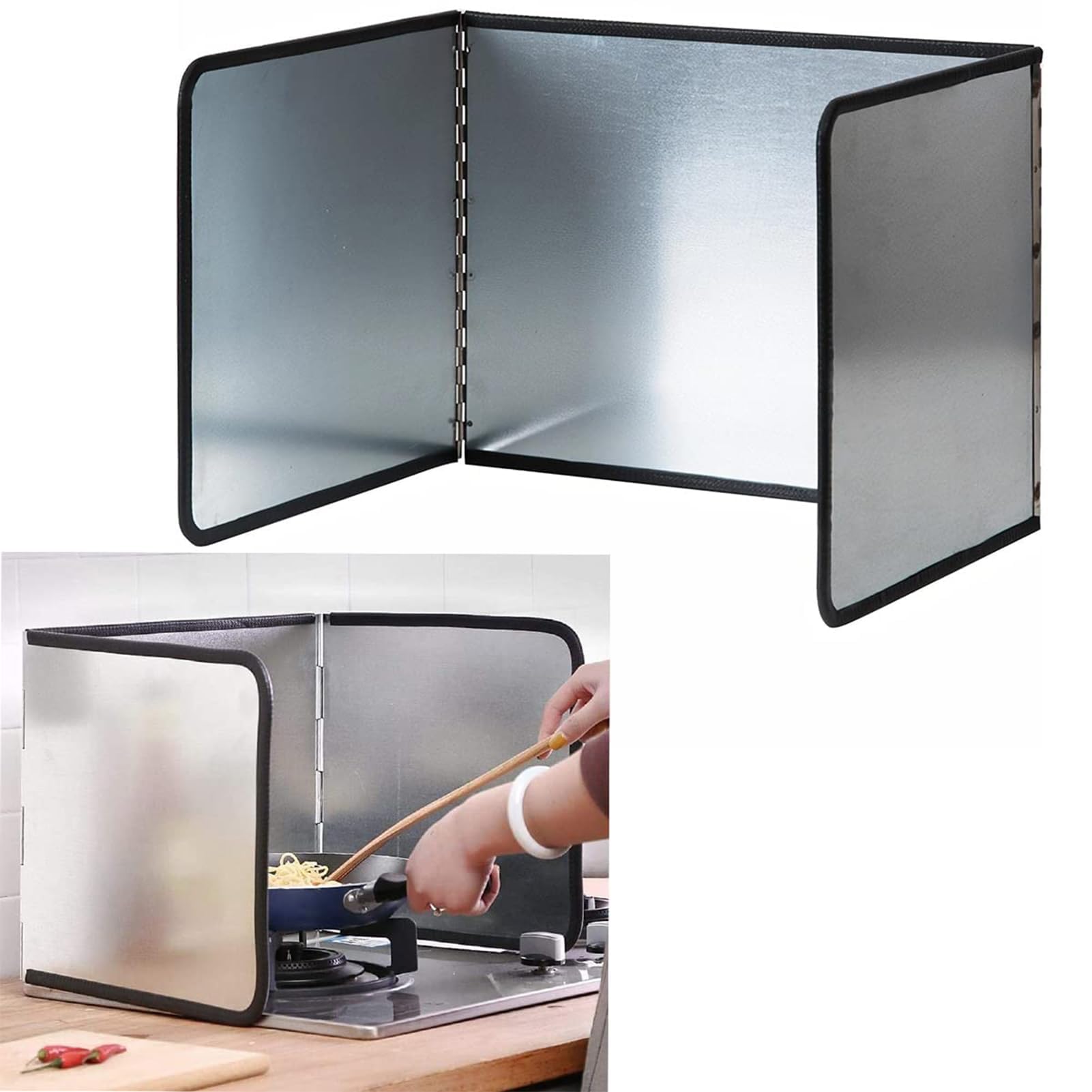 Wuciray Height 30CM Stove Splatter Guard for Cooking Kitchen Anti Splatter Shield Guard Portable Folding Cooker Side Fat Oil Splash Guard Splash Back Splatter Screen for Frying Pan Wall Hob Grease