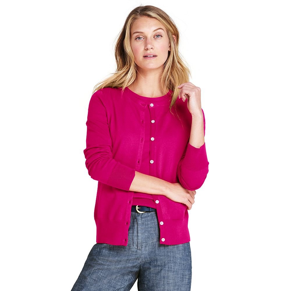 Lands' End Women's Supima Cotton Cardigan Sweater Lands' End Women's