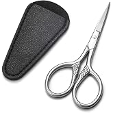 HITOPTY Small Precision Scissors, 3.5in Beauty Grooming Kit | Stainless Steel, Multi-Purpose Travel Tools for Facial Hair, Eyebrow, Eyelash, Beard, Moustache Trimming, with PU Sheath