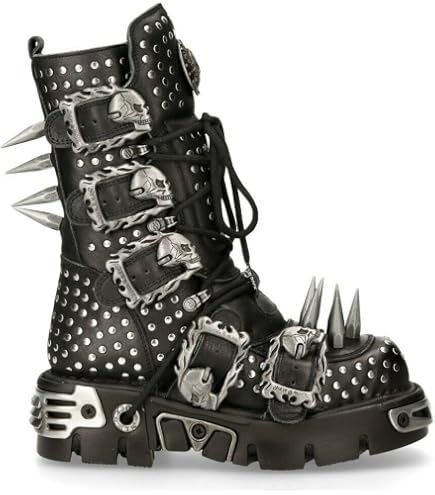 Amazon.com | New Rock NEWROCK 107-S1 Red Skull Devil Black Leather