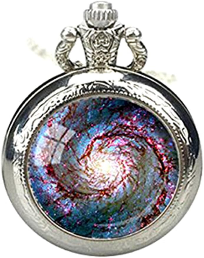 Galaxy pdcket watch Necklace Whirlpool Galaxy Astronomy Gift for Astronomer Space Watch Necklace Jewelry Geek Gift for Geek Science Pocket Watch Necklace Science Watch Necklace Hubble Image