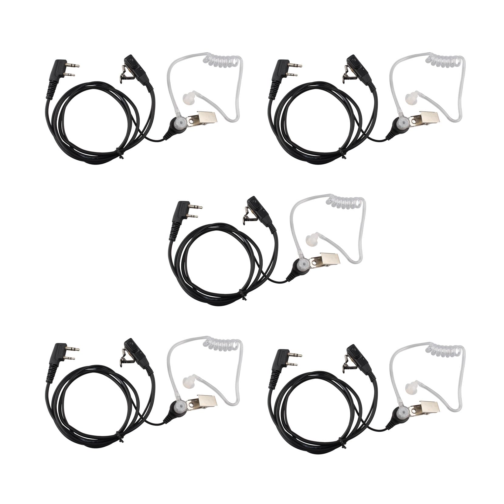 Jopto 5pcs Walkie Talkie Headset Covert Air Acoustic Tube Earpiece with Throat PTT Mic 2 Pin Radio Headset Compatible with Two Way Radio Baofeng BF-888S UV5R Kenwood HYT Radioddity Olywiz WOUXUN