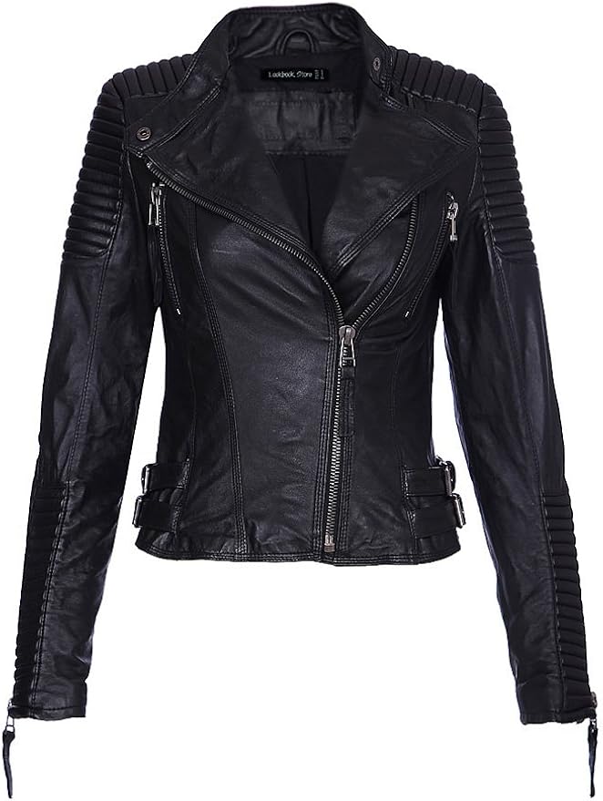 Lookbookstore Women Shoulder Pads Quilted Genuine Sheepskin Leather